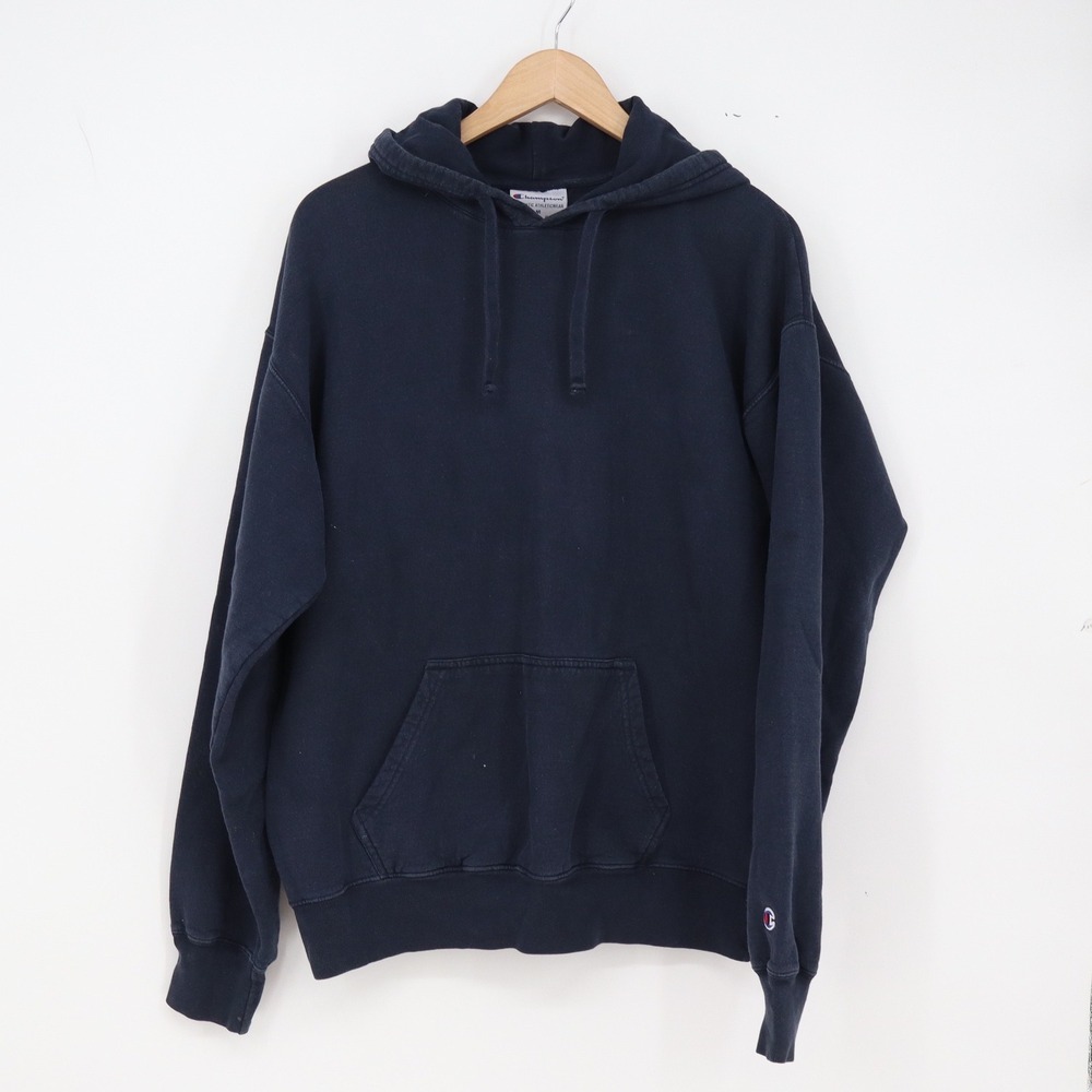 Champion Hoodie Mens M Navy Blue Fleece Pullover Excellent